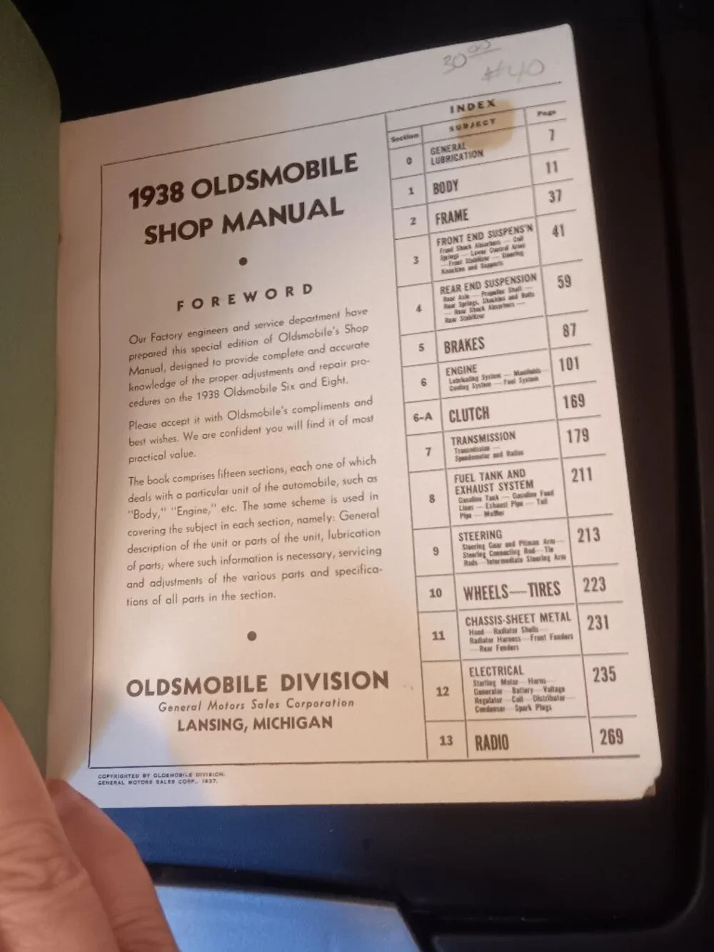 Antique Shop Manual 1938 Oldsmobile Six & Eight book LQQK!!